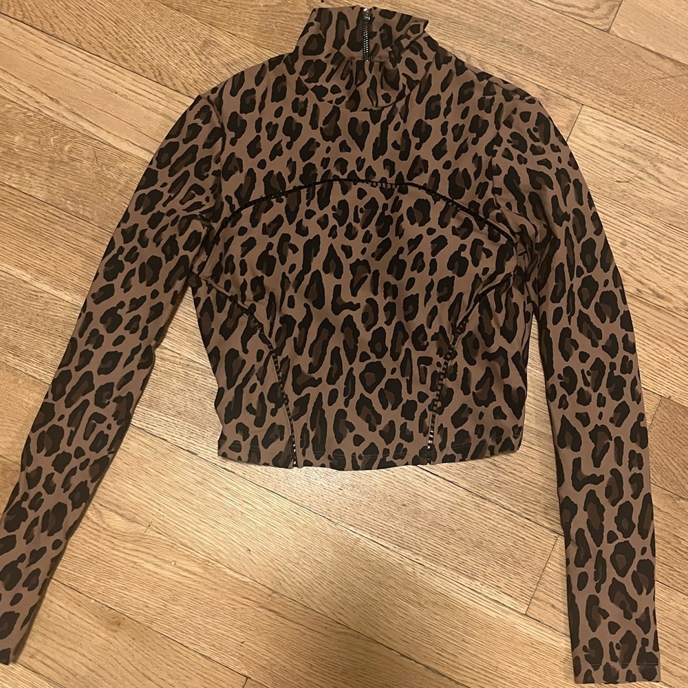 michi cheetah cropped turtleneck
